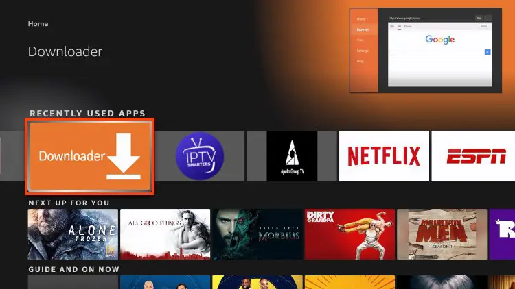 Ouvrir l'application Downloader